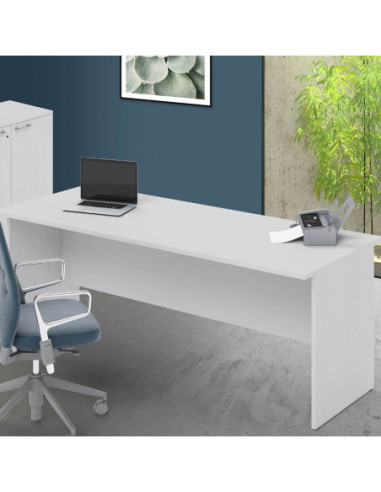 Scrivania 200x80x74H cm bianco frassinato ibisco - Kallea