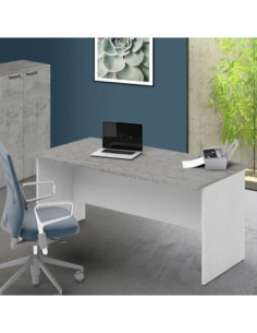 Scrivania Ibisco 200x80x74H cm cemento e bianco frassinato - Kallea
