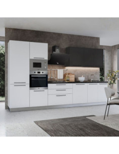Cucina Iris Lusso 360 cm bianco opaco grigio antracite con elettrodomestici reversibile - Kallea