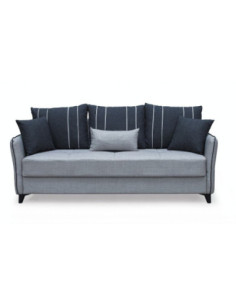 Divano letto contenitore Panama 3 posti colore grigio chiaro 51-002 e cuscini grigio scuro - Kallea 2