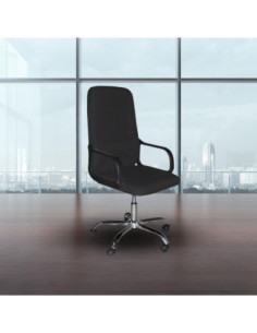 Poltrona da ufficio CR106H in tessuto nero e base cromata - Kallea