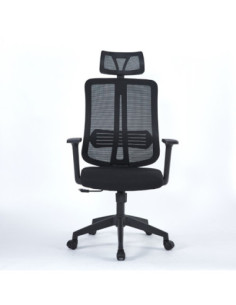 Poltrona ufficio Satia in tessuto e mesh nero con base nera - Kallea 2