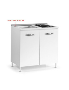 Cucinino 80 cm 2 ante bianco larice lavello e piano cottura a gas 80x60x85H - Kallea