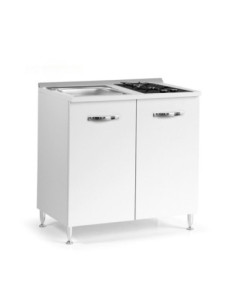 Cucinino 80 cm 2 ante bianco larice lavello e piano cottura a gas 80x60x85H - Kallea 2