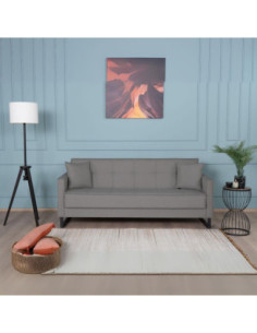 Divano letto contenitore Legen 3 posti in vellutino grigio 07-450 - Kallea