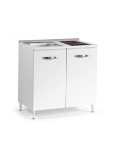 Cucinino 80 cm 2 ante bianco larice lavello e piano cottura in vetroceramica 80x60x85H - Kallea 2