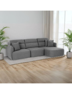 Divano con penisola reversibile Koda con seduta traslante in tessuto Vardo G1312 grigio scuro - Kallea