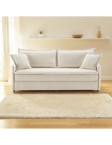 Divano letto Ghide con contenitore colore panna 217x86x95 cm. - Kallea