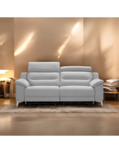 Divani Egeo 3 posti con 2 recliner elettrici in tessuto Munich 38 grigio - Kallea