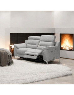 Divani Egeo 2 posti con 2 recliner elettrici in tessuto Munich 38 grigio - Kallea