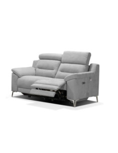 Divani Egeo 2 posti con 2 recliner elettrici in tessuto Munich 38 grigio - Kallea 2