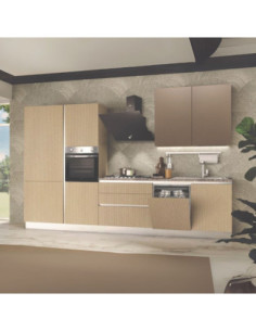 Cucina completa Lily Sinistra con struttura in grigio perla pensili in ossido e basi e colonne sabbia - Kallea