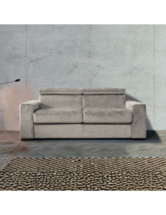 Divano letto 3 posti Era con rete elettrosaldata materasso 20 cm in tessuto Aragon 20 tortora - Kallea