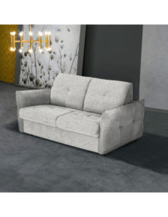 Divano letto Marea 3 posti con rete elettrosaldata materasso 20 cm. in tessuto Aragon 80 grigio chiaro - Kallea 2