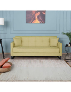 Divano letto contenitore Legen 3 posti in vellutino senape 02-450 - Kallea