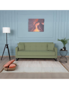 Divano letto contenitore Legen 3 posti in vellutino verde oliva 18-450 - Kallea