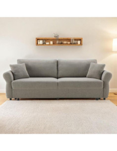 Divano letto Loki con contenitore e topper incluso colore tortora - Kallea