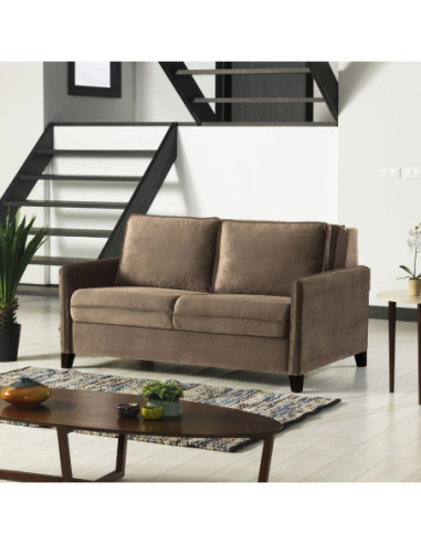 Divano letto 2 posti Alcona con contenitore in tessuto colore cappuccino 67-056 - Kallea