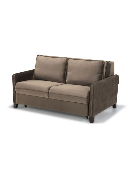 Divano letto 2 posti Alcona con contenitore in tessuto colore cappuccino 67-056 - Kallea