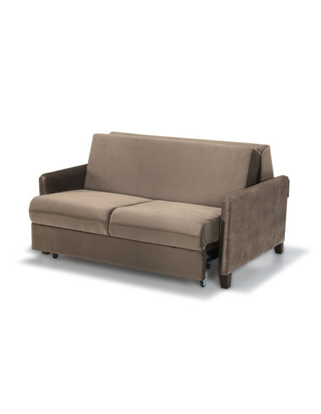 Divano letto 2 posti Alcona con contenitore in tessuto colore cappuccino 67-056 - Kallea