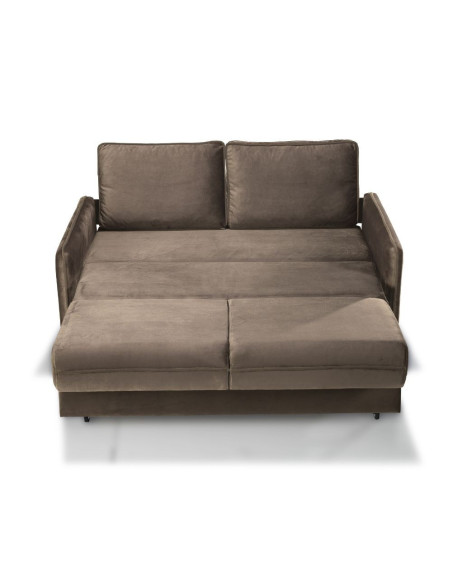 Divano letto 2 posti Alcona con contenitore in tessuto colore cappuccino 67-056 - Kallea