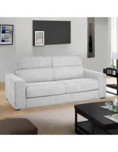 Divano letto Crien 3 posti poggiatesta reclinabili colore Luna 19 grigio chiaro piedini quadrati - Kallea