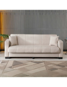 Divano letto contenitore Moon 3 posti in tessuto Internobase 09 cream - Kallea