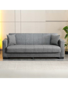 Divano letto contenitore Moon 3 posti in tessuto Internobase 11 grigio - Kallea