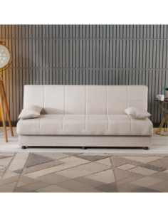 Divano letto contenitore click clack Moon senza braccioli in tessuto Internobase 09 cream - Kallea