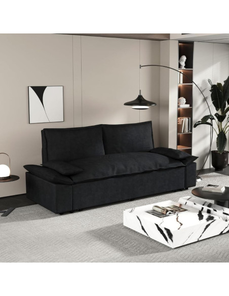 Divano letto Belly 2 posti effetto velluto colore nero - Kallea