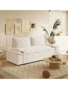 Divano letto Belly 2 posti effetto velluto colore beige - Kallea