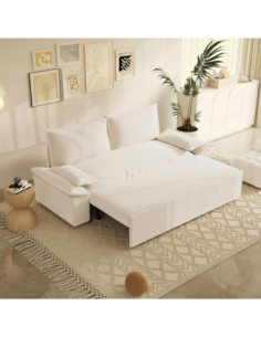 Divano letto Belly 2 posti effetto velluto colore beige - Kallea 2