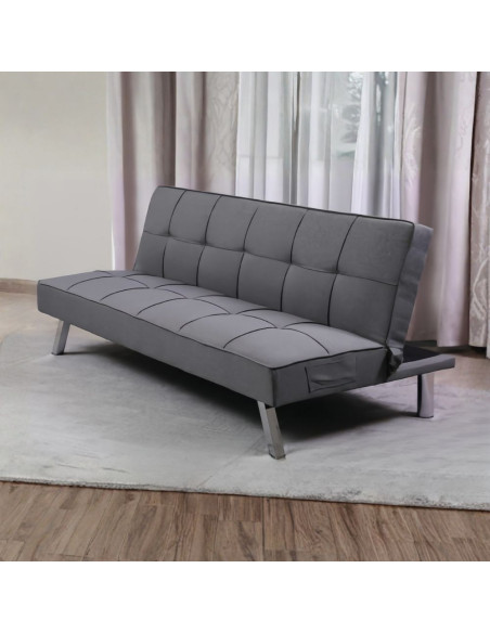 Divano letto Daynora in tessuto colore grigio scuro - Kallea
