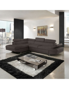 Divano angolare sinistro Julie con letto estraibile e contenitore in tessuto Texas 95 grigio elephant - Kallea