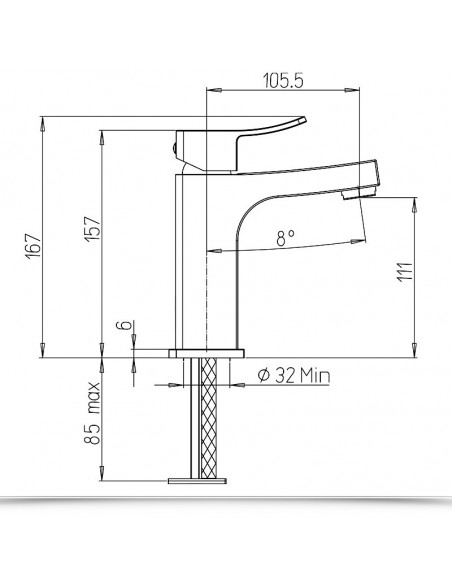 Rubinetto Jacuzzi per lavabo serie Tank senza scarico per piletta click clack 0TN00086JA00 cromato - Kallea