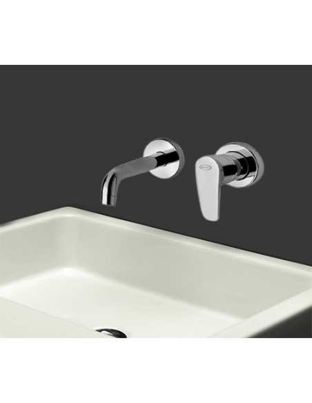 Rubinetto Miscelatore a incasso per lavabo serie Alba Jacuzzi senza scarico per piletta click clack 0LB00497JA02 cromato bocc...
