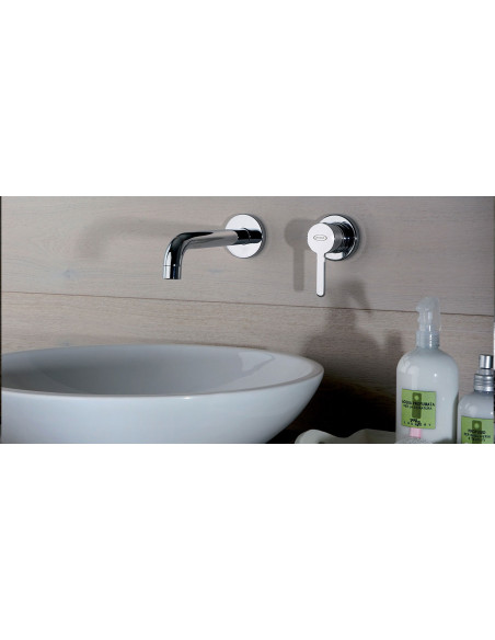 Rubinetto Jacuzzi a incasso per lavabo serie Sunset senza scarico per piletta click clack 0SU00497JA00 cromato bocca interass...