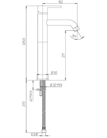 Rubinetto Jacuzzi per lavabo alto serie Sunset senza scarico per piletta click clack 0SU00493JA00 cromato - Kallea