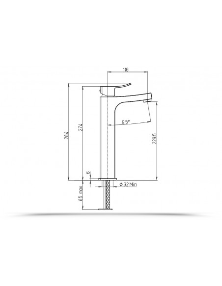 Rubinetto Jacuzzi per lavabo alto serie Tank senza scarico per piletta click clack 0TN00493JA00 cromato - Kallea