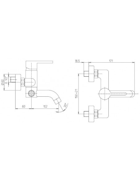 Rubinetto Jacuzzi per vasca serie Sunset con duplex 0SU00003JA00 cromato - Kallea