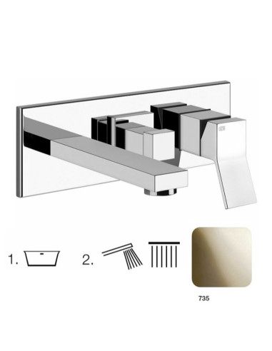 Miscelatore Gessi Vasca a parete 2 vie con deviatore serie Rettangolo K parte esterna cod.53136 incasso cod.44639 presa acqua...