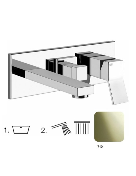 Miscelatore Gessi Vasca a parete 2 vie con deviatore serie Rettangolo K parte esterna cod.53136 incasso cod.44639 presa acqua...