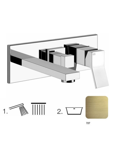 Miscelatore Gessi Vasca a parete 2 vie con deviatore serie Rettangolo K parte esterna cod.53138 incasso cod.44639 presa acqua...