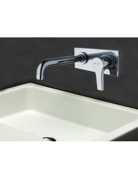 Rubinetto Jacuzzi a incasso con piastra per lavabo serie Moonlight senza scarico per piletta click clack 0MG00497JA03 cromato...
