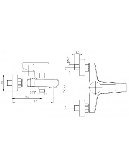 Rubinetto Jacuzzi per vasca serie Eolo con duplex 0E000003JA00 cromato - Kallea