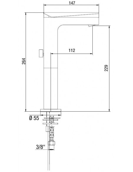 Rubinetto Jacuzzi per lavabo alto serie Beam senza scarico per piletta click clack 0AM00493JA00 cromato - Kallea