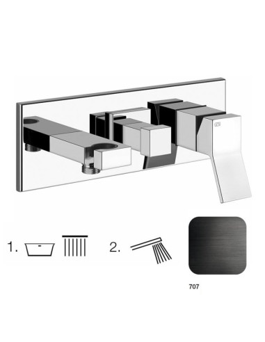 Miscelatore Gessi Doccia a parete 2 vie con deviatore serie Rettangolo K parte esterna cod.53141 incasso cod.44639 presa acqu...