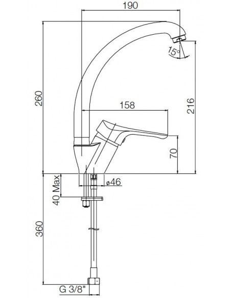Rubinetto Miscelatore per lavello cucina serie Ariel Piralla senza scarico 0RE00104A16 cromato - Kallea