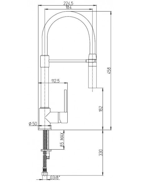 Rubinetto Miscelatore per lavello cucina serie Essenza Piralla senza scarico 0ES00583A16 cromato - Kallea