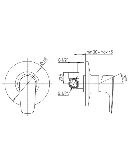 Miscelatore a incasso per doccia serie Alba Jacuzzi 0LB00410JA00 cromato - Kallea